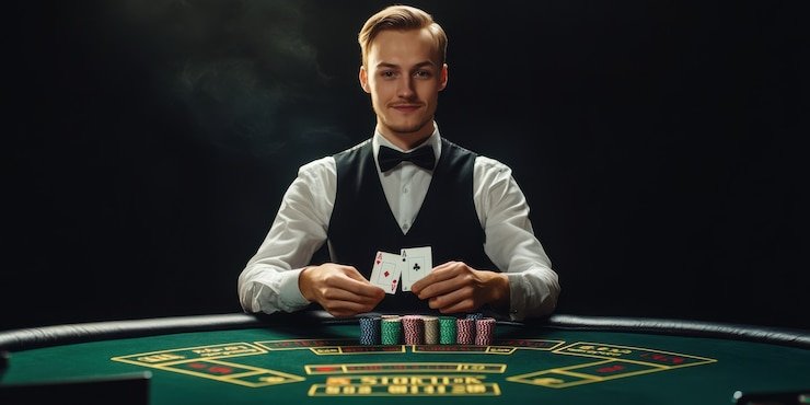 Ceme Online card table at link ratutogel with live dealer and player seats